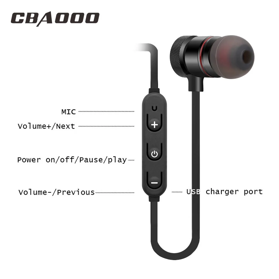 CBAOOO Bluetooth наушники Беспроводная гарнитура Спортивная Магнитная Водонепроницаемая Hifi бас с микрофоном для android iphone xiaomi