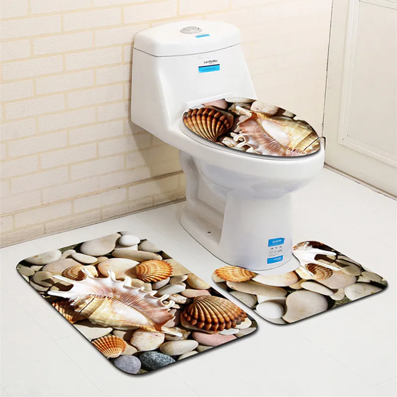 free shipping 3 pcs butterfly stone ocean bath mats anti slip bathroom mat set tapete banheiro washable toilet rug alfombra bano free global shipping