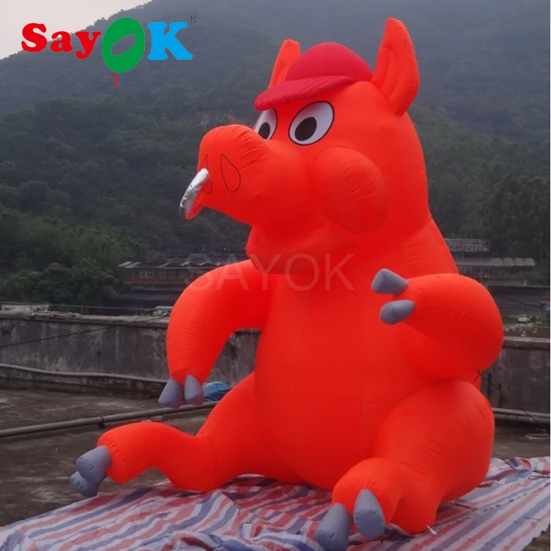 Наружная реклама гигантская надувная Розовая Свинья с гитарой свинья мультфильм