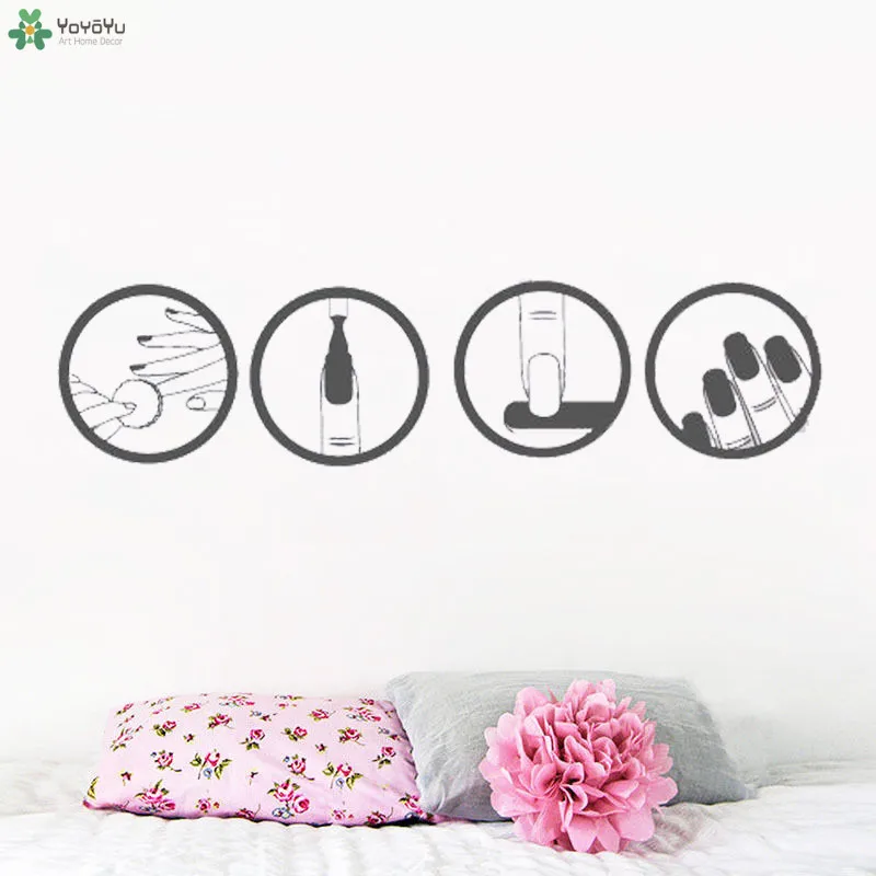 

YOYOYU Наклейка на стену для ногтей полированная виниловая наклейка на стену для девушек дизайн салона красоты Маникюр Искусство Декор окно л...