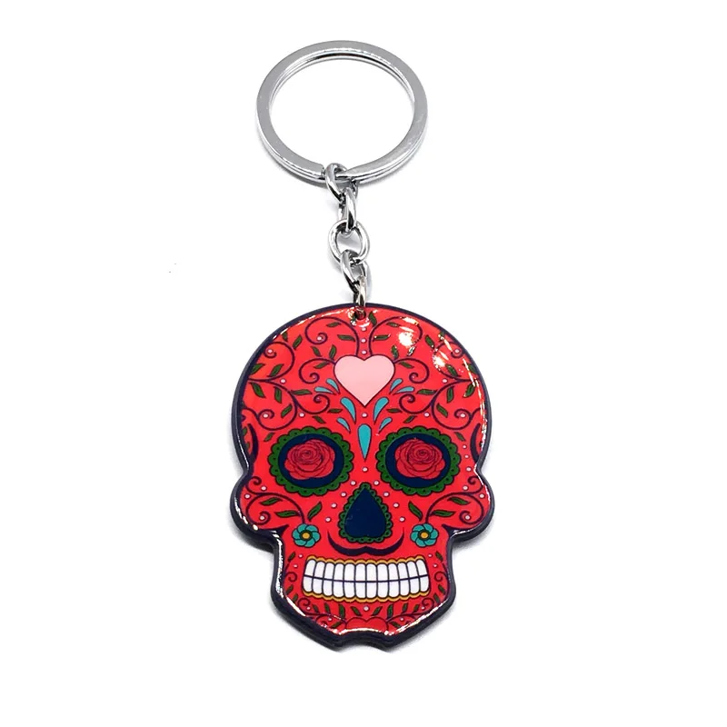 2 Calavera сахарно-сладкий причудливый череп брелок для ключей празднование мексиканского дня мертвых хэллоуин акриловая сахарная цепочка для ключей с черепом - Цвет: 2