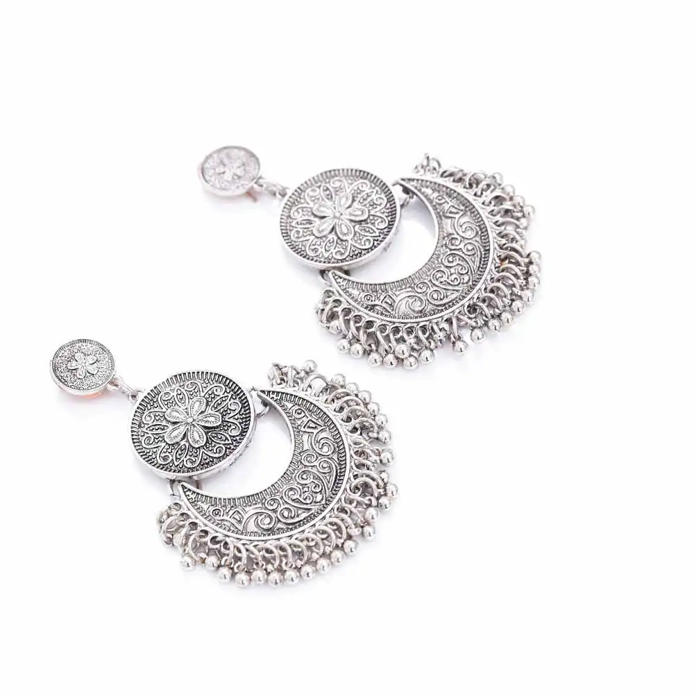 FAMSHIN винтажные серебряные цветные большие серьги подвески в форме цветка для