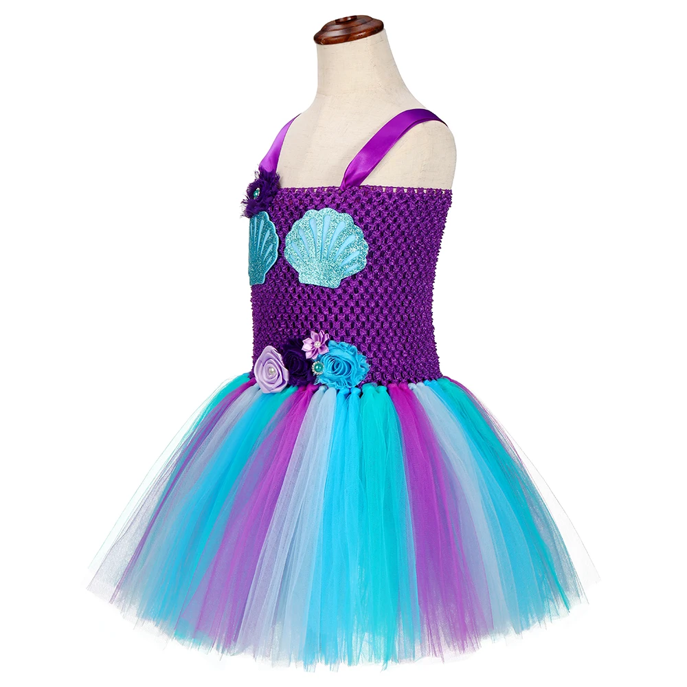 Платье принцессы-Русалочки с пачка для девочки фиолетовое платье глубокого