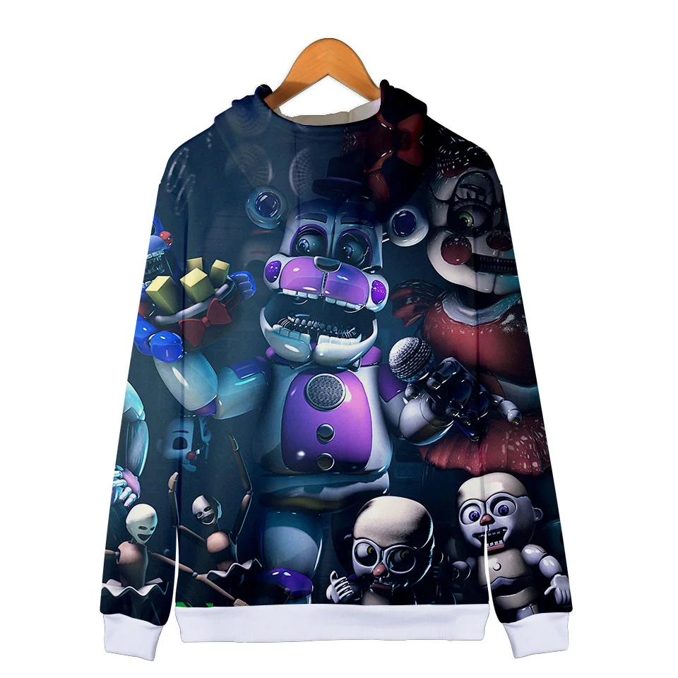 Толстовки с 3D-принтом «пять ночей с Фредди»; FNAF; детская толстовка на молнии для мальчиков; осенне-зимняя куртка; пальто; одежда
