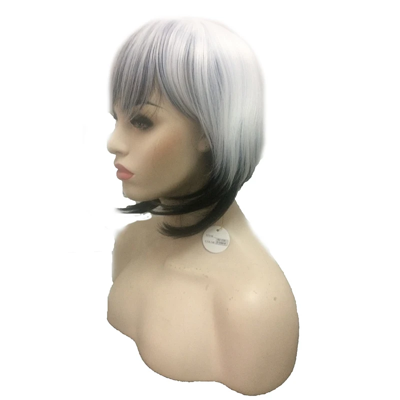 HAIRJOY Женские синтетические волосы черный белый двойной цвет короткий прямой парик в стиле БОБО
