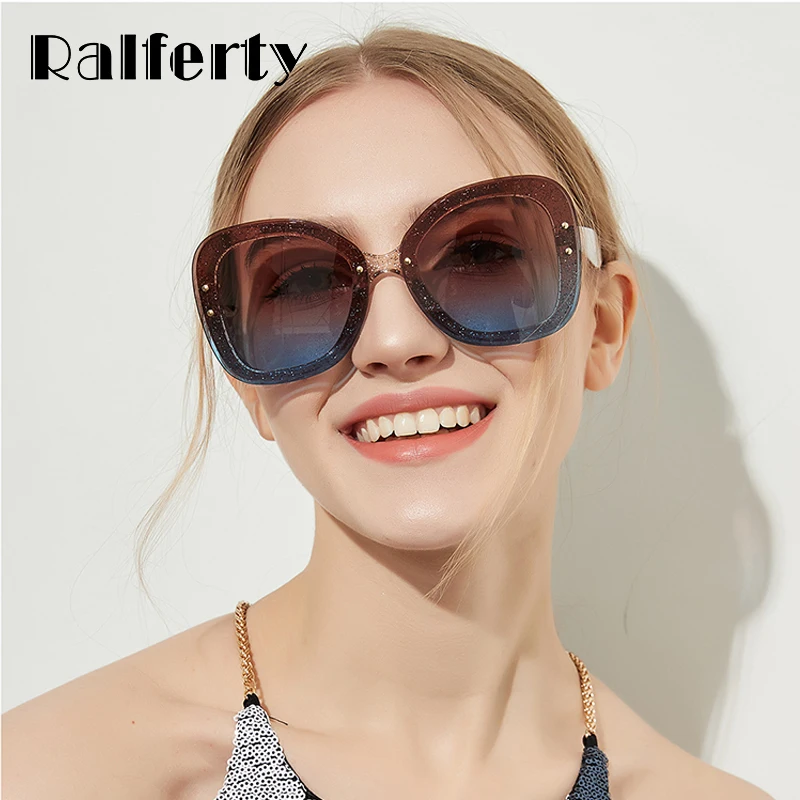Ralferty 2018 блестящие Солнцезащитные очки женские дизайнерские пластиковые