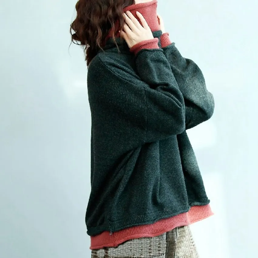 Mferlier Women Winter Sweater Turtleneck Lady Female Tops Oversized Korean Sweaters and Pullovers Batwing Sleeve Top | Женская одежда