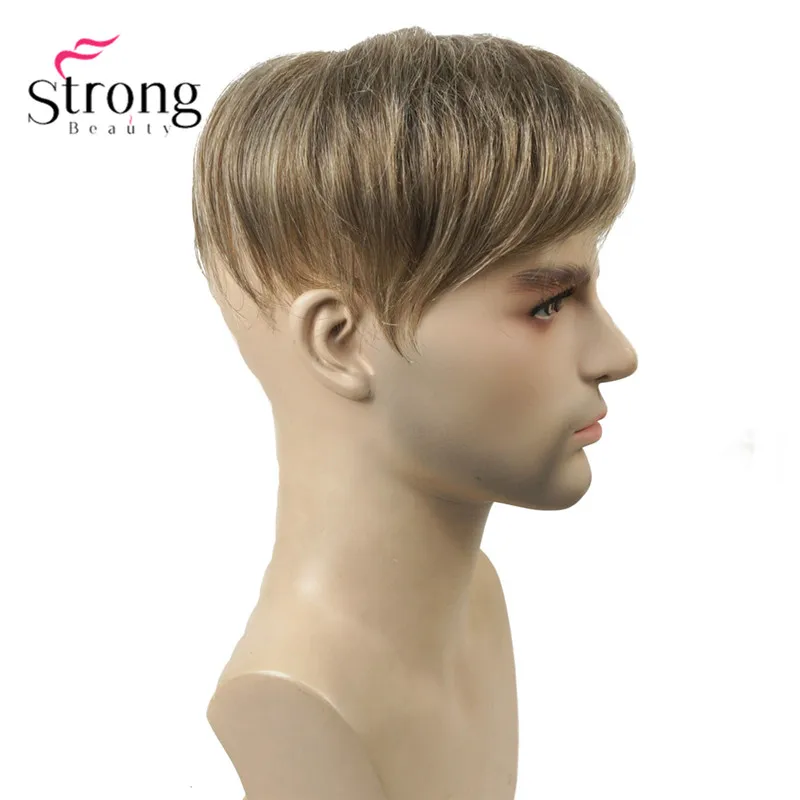 StrongBeauty Мужская парика-накладка синтетические волосы короткие волосы для наращивания волос