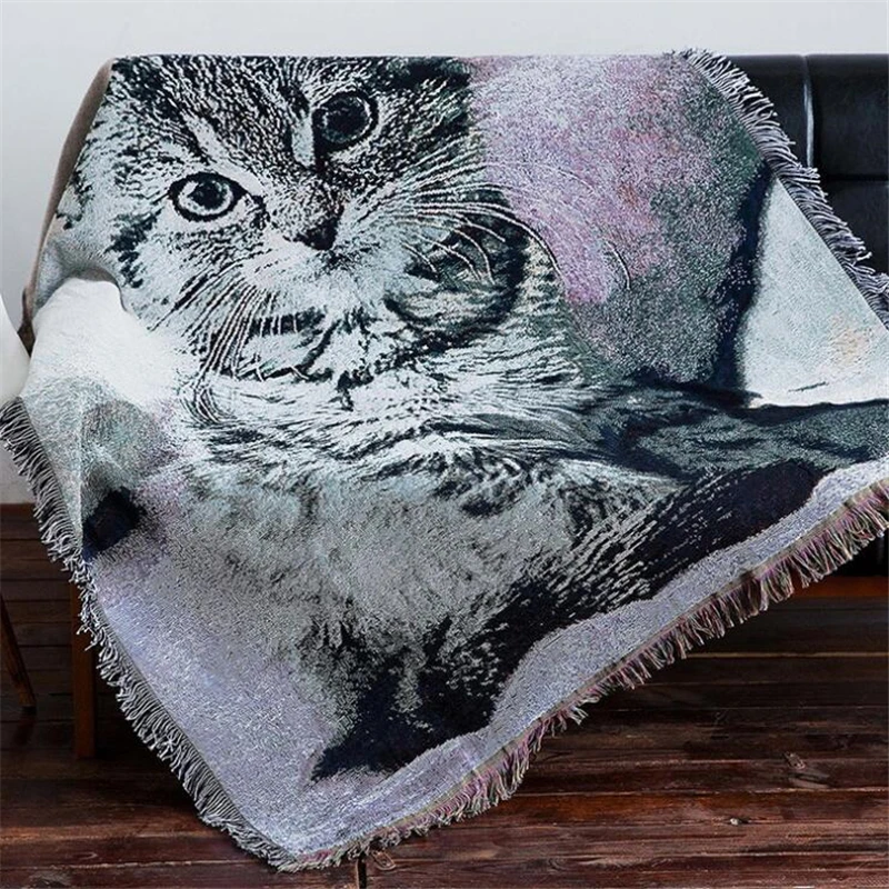 Cat хлопковое мягкое одеяло для дивана декоративный чехол высококачественное