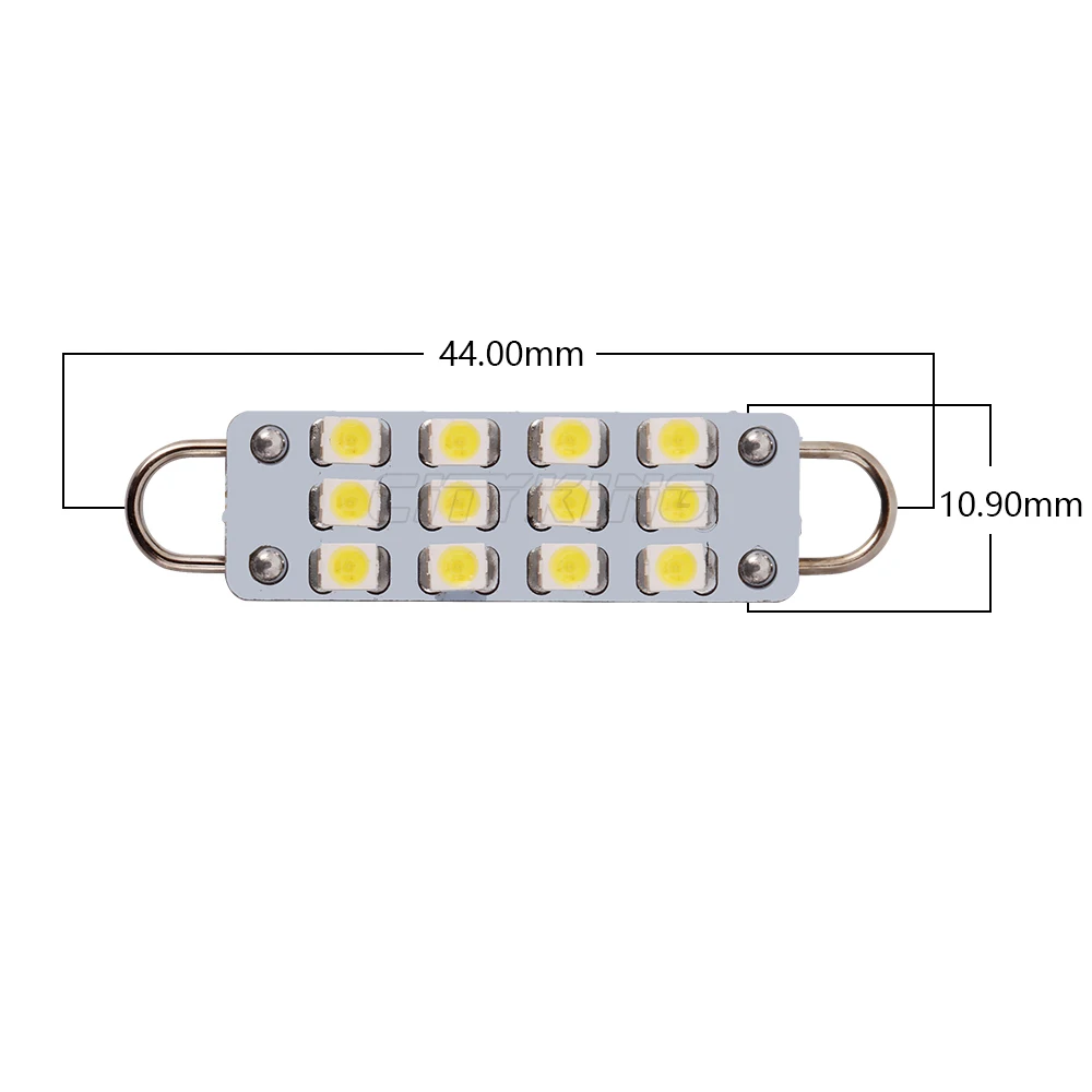 2 шт./лот автомобильная светодиодная гирлянда 44 мм 12SMD 1210 внутренняя купольная