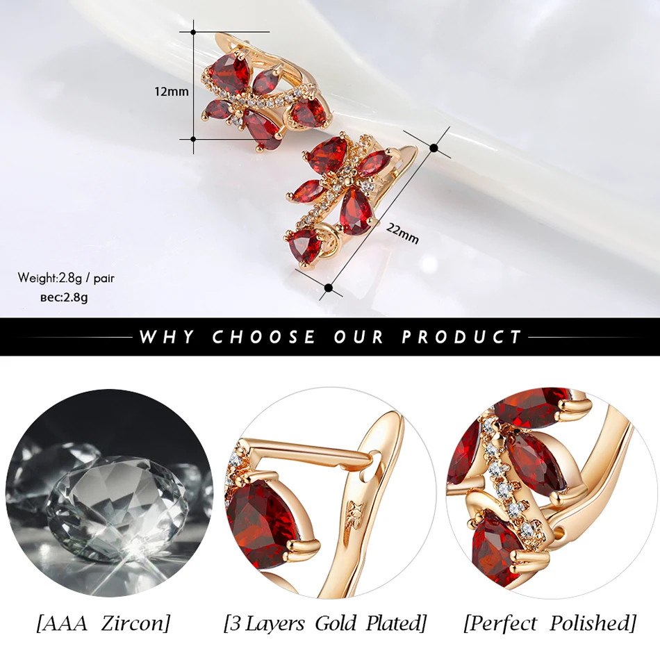 ORSA JEWELS, элегантные женские серьги-гвоздики, зазубренная установка, Красный AAA кубический циркон, модные вечерние серьги, ювелирные изделия для женщин, OME56-R