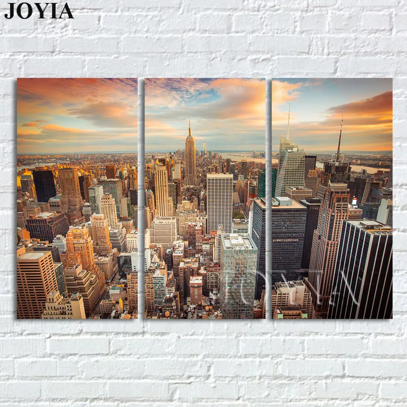 Триптих Холст печать Нью Йорк Skyline 3PC разделенный город ареал фотографии галерея