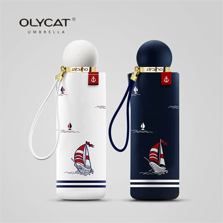 Фирма OLYCAT, мини складной зонтик для женщин, пять раз, солнцезащитный зонтик, анти-УФ, черное покрытие, ветрозащитный, 8 к, небольшой, Paraguas