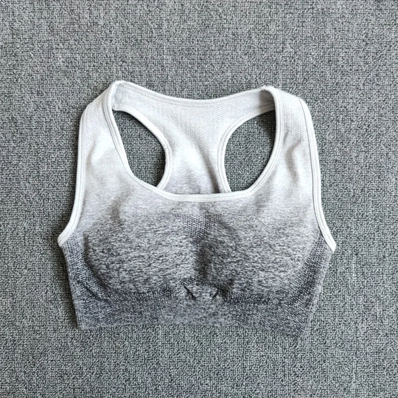 Женский спортивный бюстгальтер для йоги с эффектом омбре мягкий дышащий топ