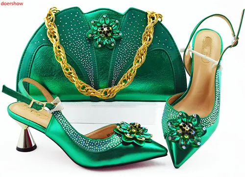 Doershow/итальянский комплект из обуви и сумки Свадебный туфель сумочки в