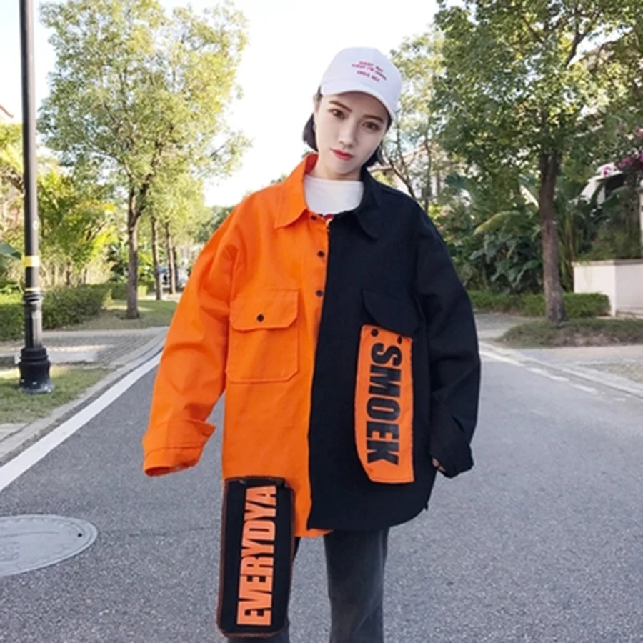 Женская свободная куртка в стиле пэчворк AULEAD весеннее пальто Harajuku уличная бомбер