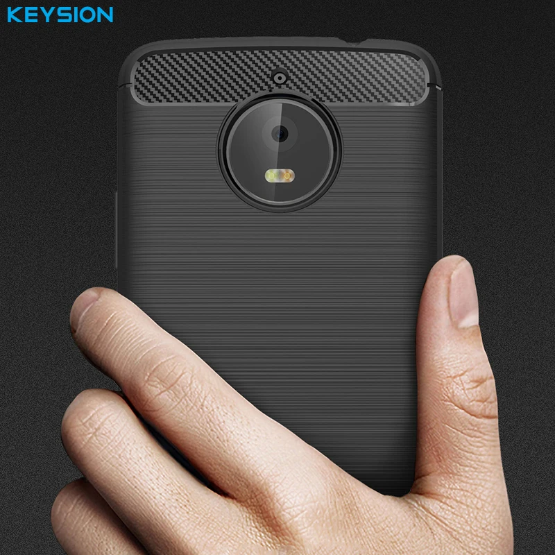 Чехол KEYSION для Motorola MOTO E4 Plus мягкий ударопрочный силиконовый чехол из углеродного