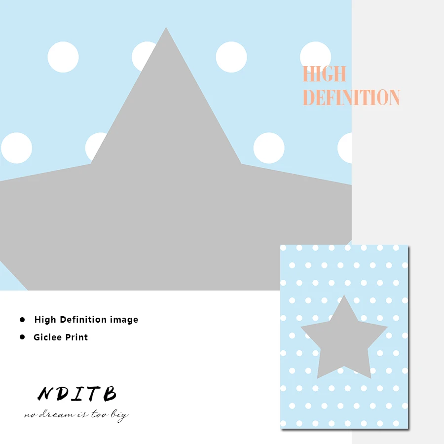 NDITB Розовая мечта с большими звездочками на холсте плакат для детской принты