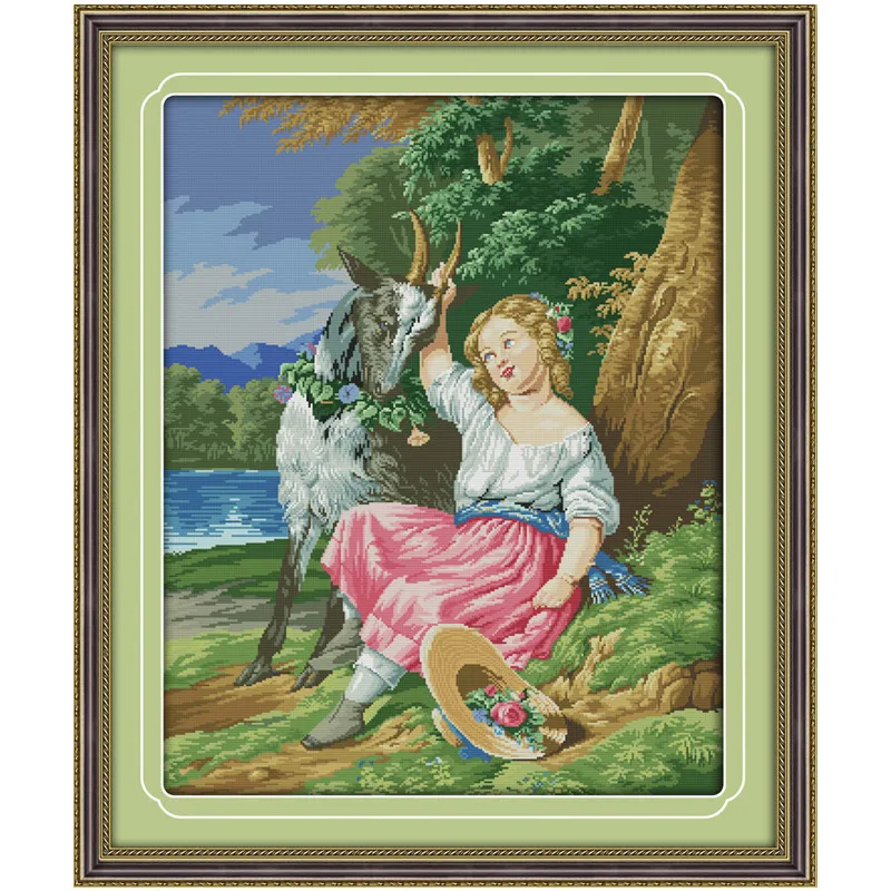 Овчарская девушка Китайская вышивка крестиком набор сделай сам nkf счетная
