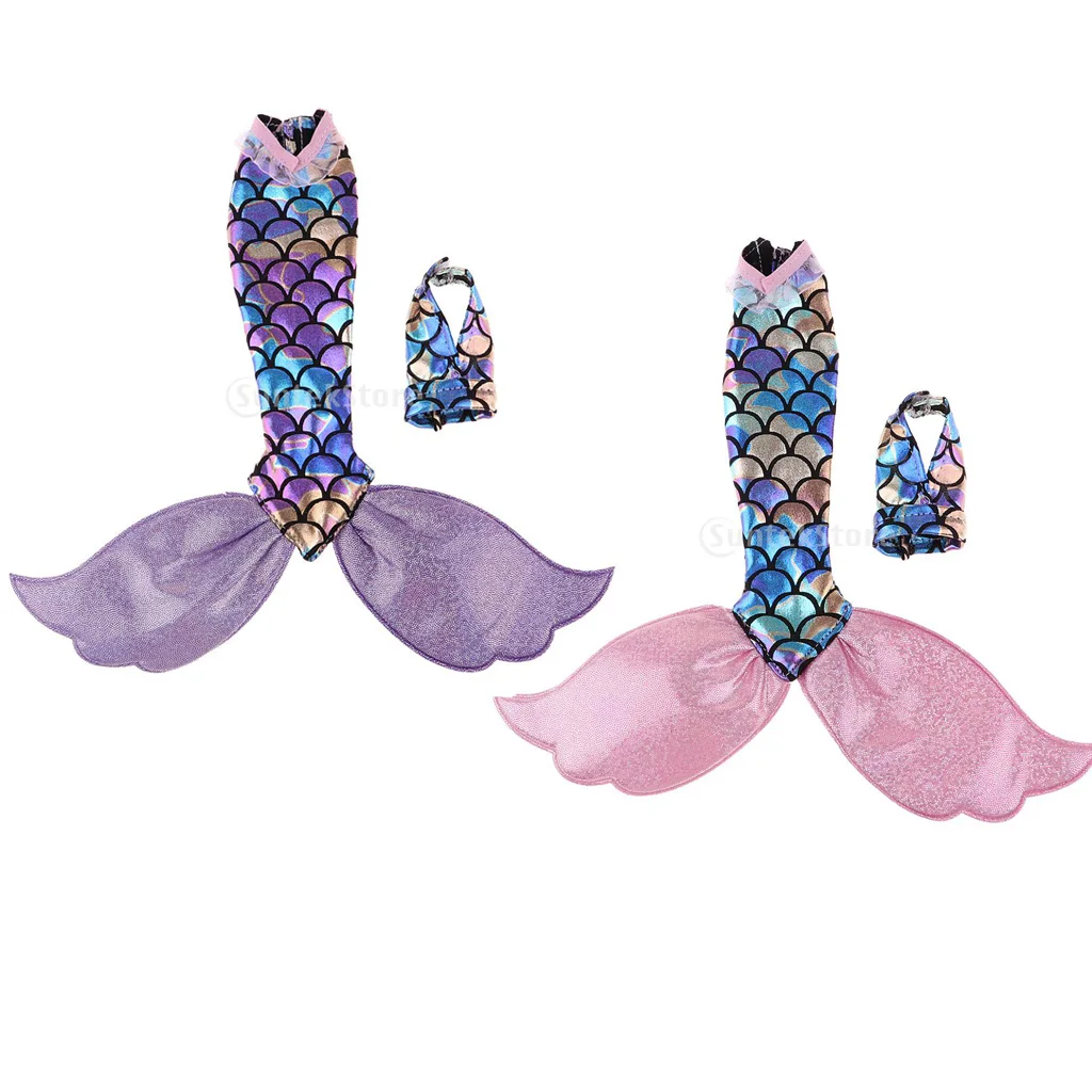 2 шт. Модная Кукла Одежда хвост русалки платье и V воротник Холтер Топ вечерние