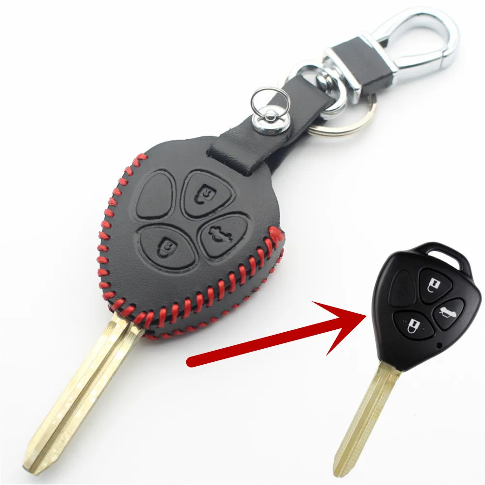 FLYBETTER чехол для ключей с кнопками из натуральной кожи 3 Toyota Prado/Mark/Corolla/Camry/Reiz/Crown