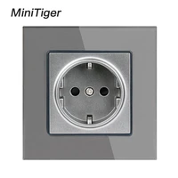 minitiger crystal glass panel wall power socket grounded 16a eu standard electrical outlet black white gold grey colorful