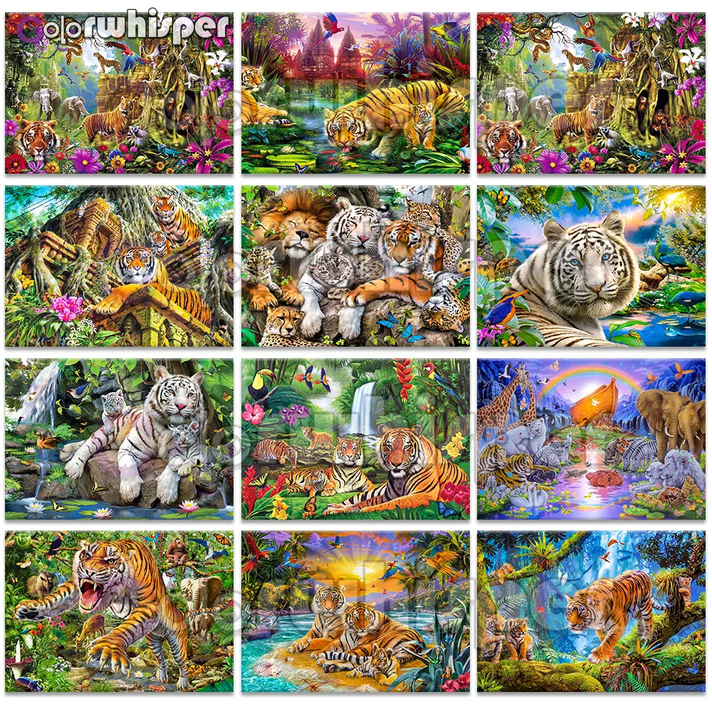 Алмазная картина полностью квадратная/круглая джунгли мир тигра Красочные