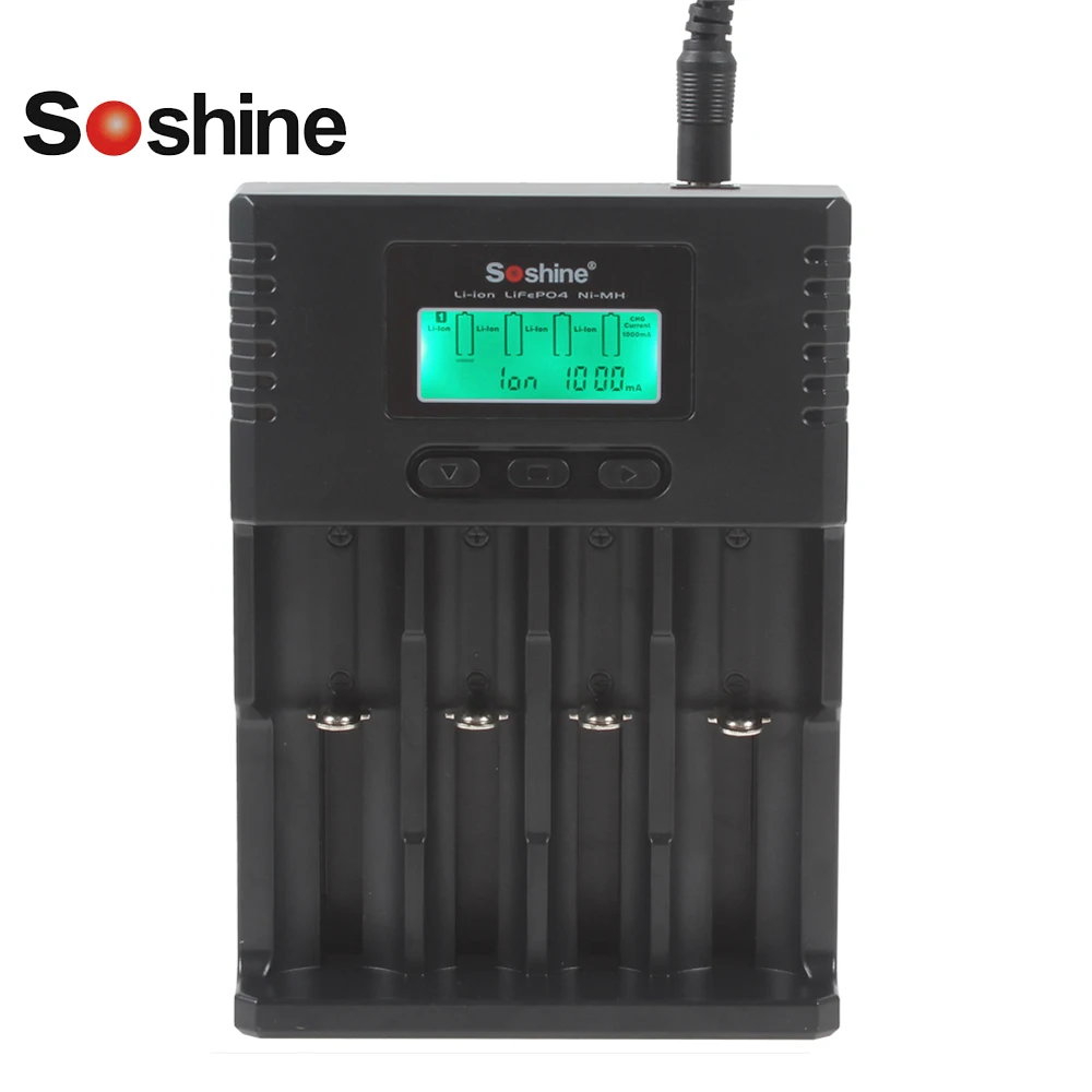 Soshine H4 4 слота Универсальное зарядное устройство ЖК дисплей для литий ионного Ni MH