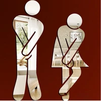 3d toilet entrance sign gold silver bathroom mirror wall sticker logo for shopping mall public places toilet door decoration 6z