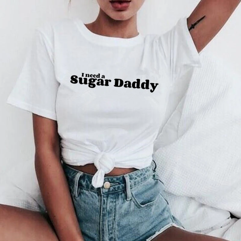 Новинка Yes Daddy Футболка женская сатана мой сахарный папа Эстетическая Kawaii Harajuku футболка Ullzang 90s Футболка Модные женские футболки
