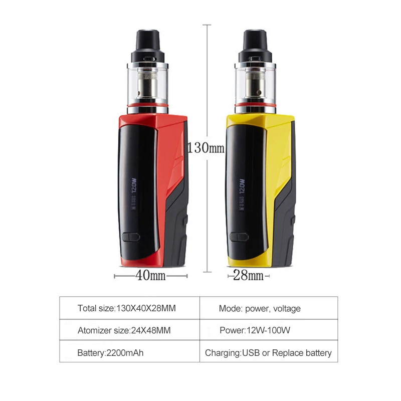 100 Вт коробка мод Vape Kit электронная сигарета стартовый набор съемный 2200 мАч