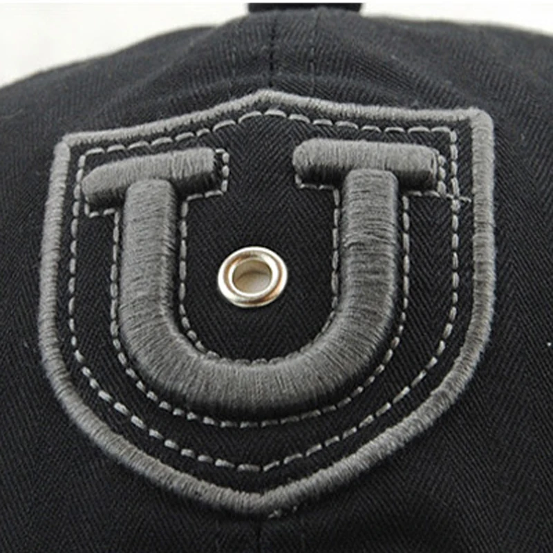 Облегающая одежда из хлопка Снэпбэк кепки бейсболки с буквой U черный ловушка