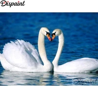 dispaint full squareround drill 5d diy diamond painting white swan embroidery cross stitch 3d home decor a11096