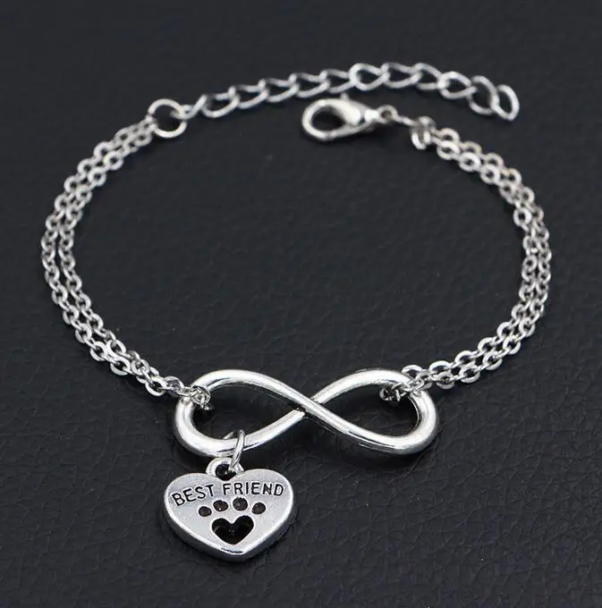 Браслет-амулет Infinity Love кот собака лапа след питомца браслет Лучший Друг сердце