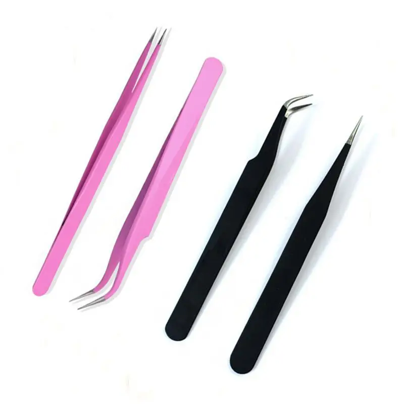 1 x Anti-Static Stainless Steel Tweezers Professional Slim Tip-point and Curved Point for Eyelash Extension Nail Art 01 | Красота и