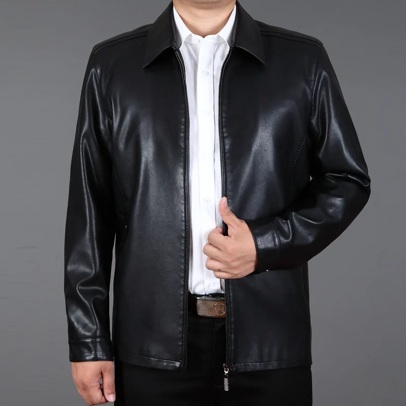 

New arrival Leather Men Jackets Coat autumn Casual Turn-down Collar Zipper fashion high quality plus size M L XL 2XL 3XL 4XL