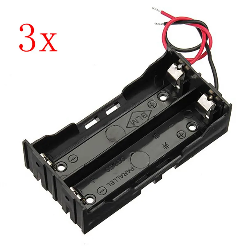 

High Quality 3pcs DIY DC 7.4V 2 Slot Double Series 18650 Battery Holder Battery Box With 2 Leads Portable Lighting Accessories