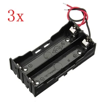 high quality 3pcs diy dc 7 4v 2 slot double series 18650 battery holder battery box with 2 leads portable lighting accessories