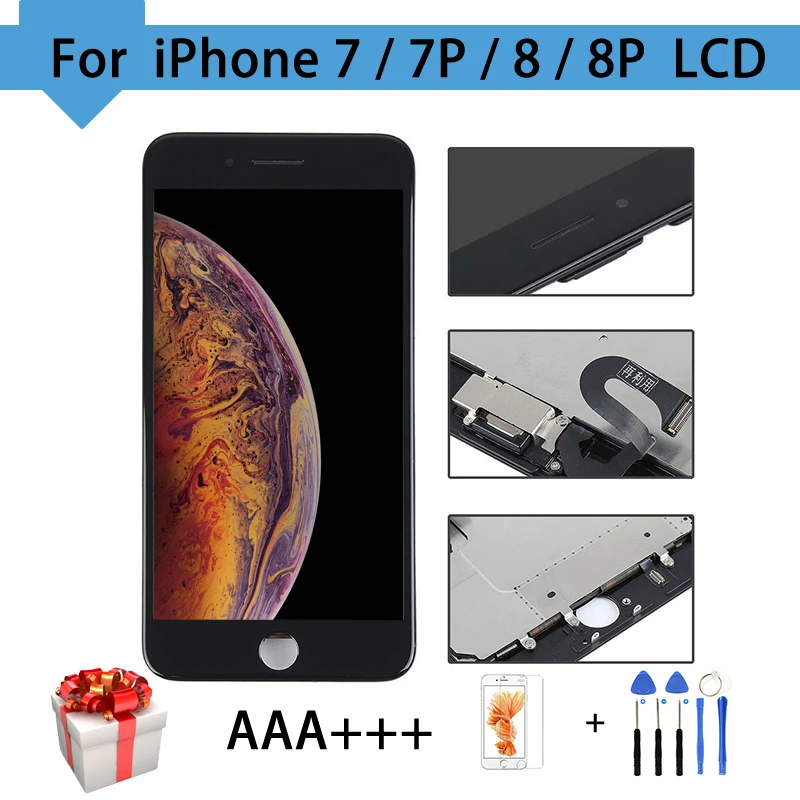 AAA + полный дисплей для iPhone 7 Plus 8 ЖК с дигитайзером в сборе комплект 3D сенсорный