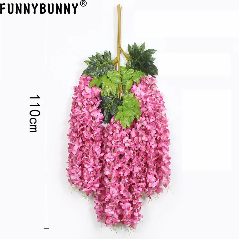 FUNNYBUNNY искусственная Глициния лоза ротанга Висячие Гирлянда цветков глицинии