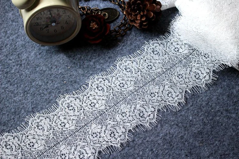 6 м/лот Накладные ресницы с кружевной отделкой Цветы Черно-белая кружевная ткань