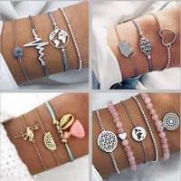 diezi 19 style bohemian rope chain bracelets sets for women men hot vintage fashion map tassel charm bracelets jewelry gifts