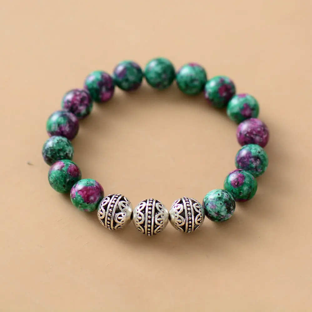 Мужские браслеты с бисером 10 мм натуральный камень Бусины в тибетском стиле