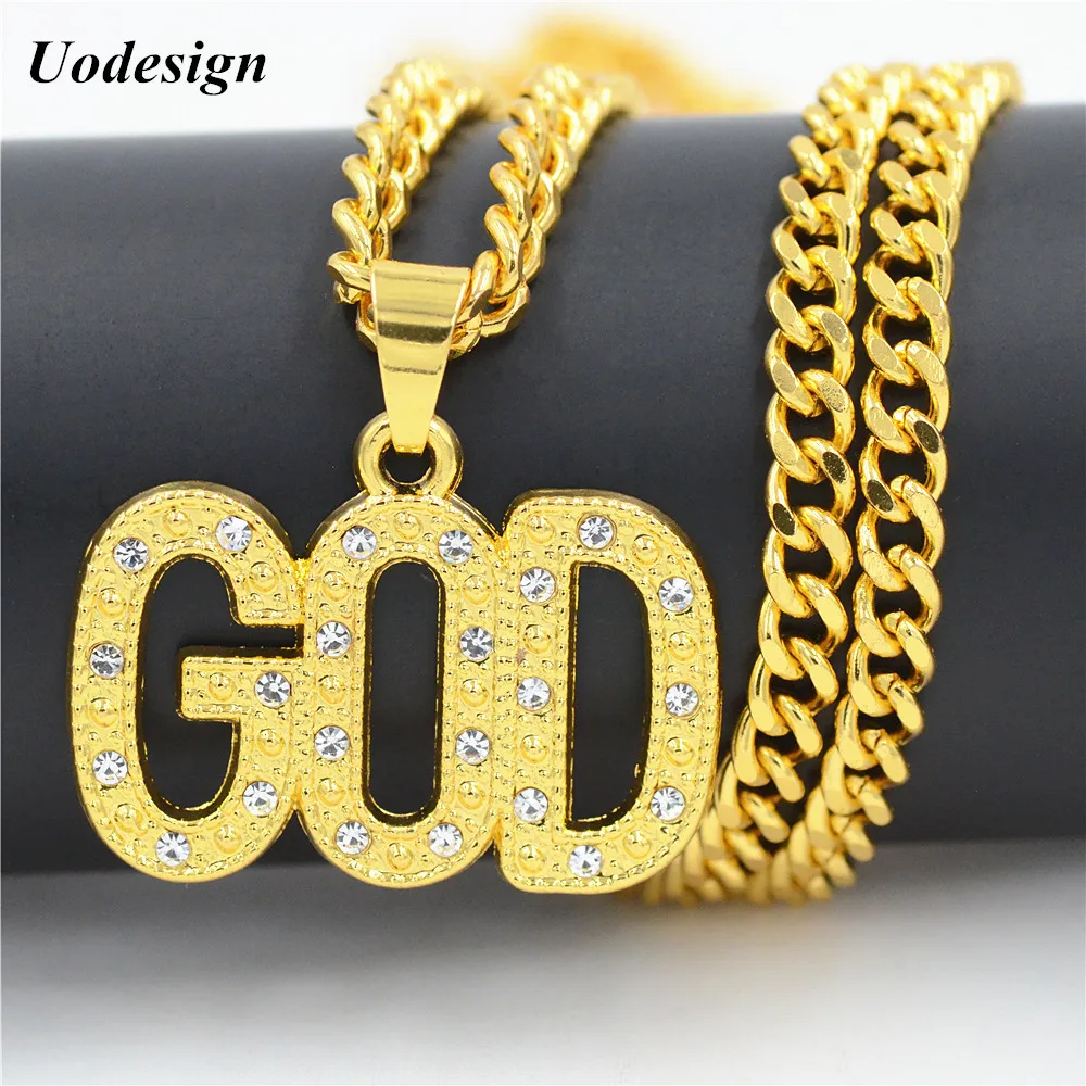 Uodesign хрустальные подвески с надписью JESUS BLESS золотые украшения подарки для мужчин