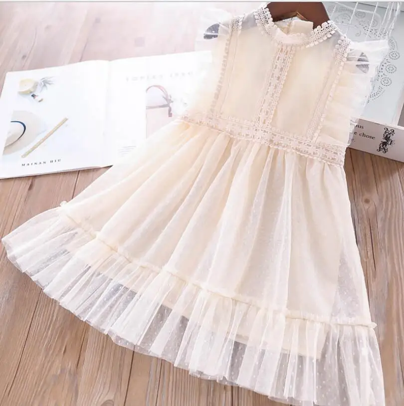 Новинка 2019 года летние детские платья в горошек с кружевом для девочек милое