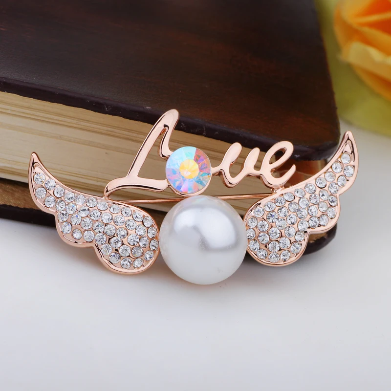 2015 искусственная булавка Свадебные Броши с кристаллами в виде крыльев Ангела для