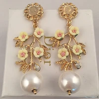 fashion show big brand d g retro baroque flower drop branch earrings vintage dangle drop earrings for women new fashion jewelry