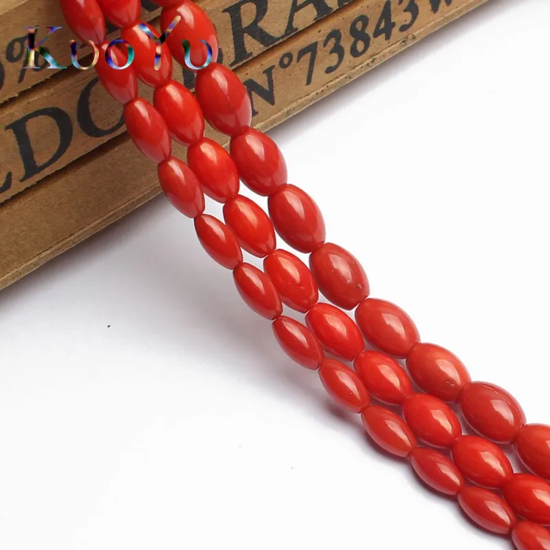 Бисер из натурального красного кораллового риса свободные шарики для