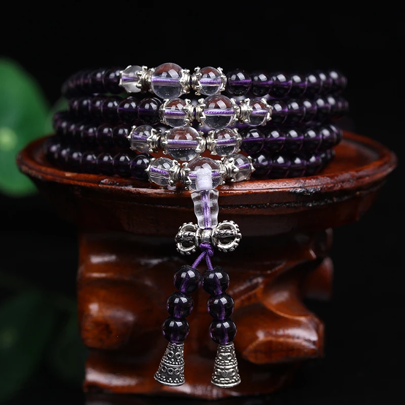 Новая мода 6 мм составные фиолетовые хрустальные бусины тибетский буддийский
