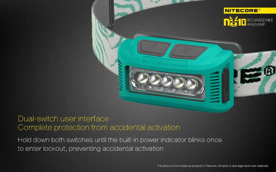 Nitecore NU10 налобный фонарь с широким диапазоном освещения светильник с USB Перезаряжаемый красный и белый светильник